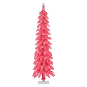4 ft. Pink Pre-Lit Alpine Artificial Christmas Tree with 50 Clear Incandescent Lights