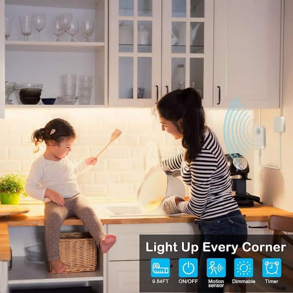 16.4 ft. Integrated LED Warm White 3000K Strip Light Fixture with Motion Sensor for Stairway Indoor Use