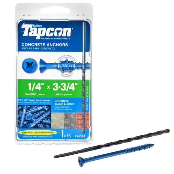 Tapcon 1/4 in. x 3-3/4 in. Phillips-Flat-Head Concrete Anchors (75-Piece)