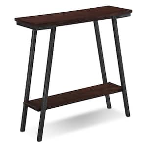Empiria 30 in. Walnut/Black Standard Rectangle Wood Console Table with Storage