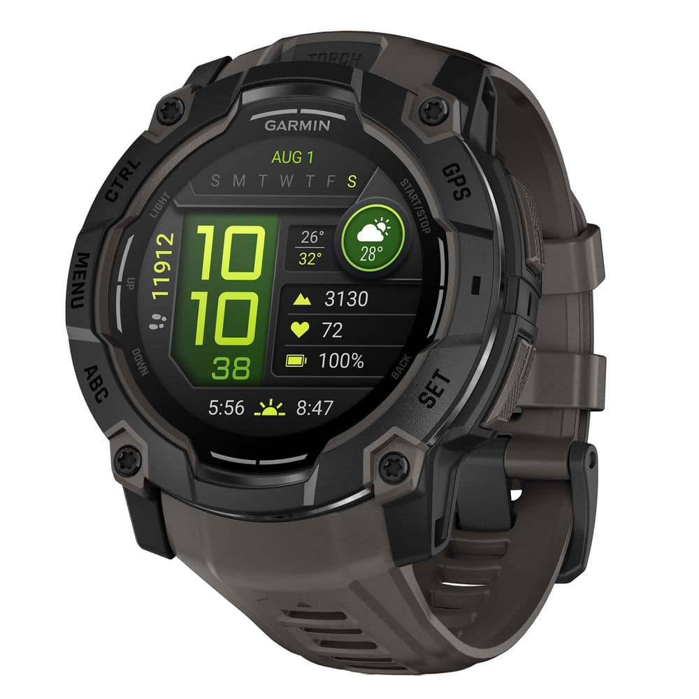 Instinct 3 Amoled 50 mm GPS Smartwatch with Silicone Band 1.96 in. x .56 in. Black and Charcoal