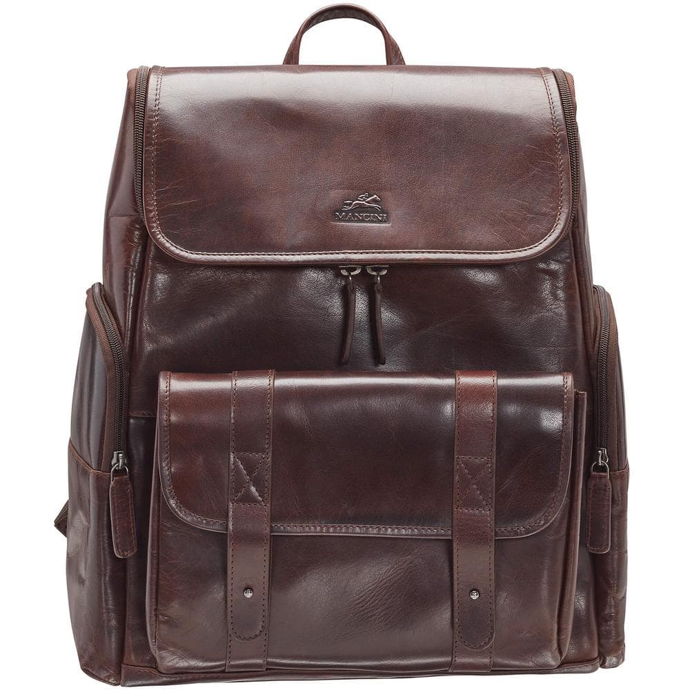 MANCINI Buffalo 16 in. Brown Backpack with Zippered Laptop/Tablet ...
