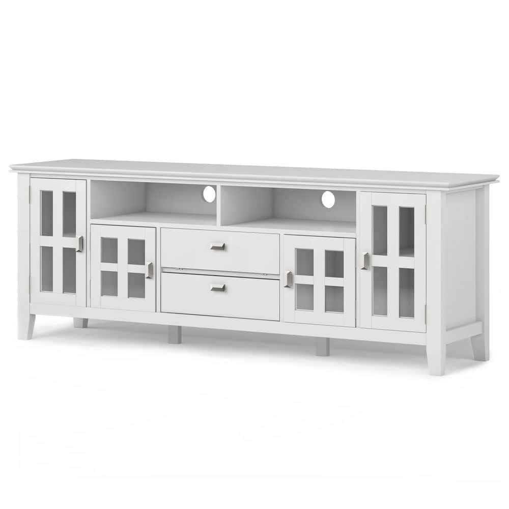 White Solid Wood 72 Inch TV Media Stand with Cabinets