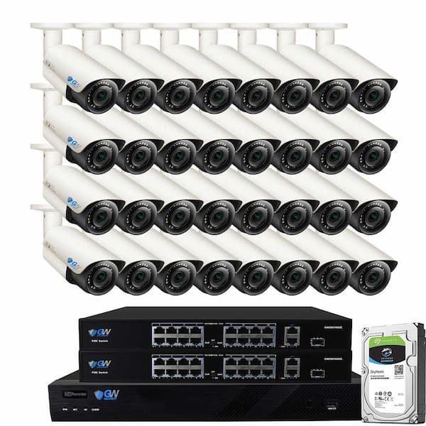 GW Security 32-Channel 8MP 8TB NVR Smart Security Camera System 24 Wired Bullet Cameras 2.8mm-12mm Lens Human/Vehicle Detection