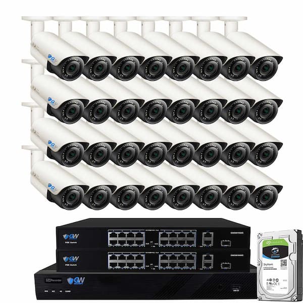 32-Channel 8MP 8TB NVR Smart Security Camera System 24 Wired Bullet Cameras 2.8mm-12mm Lens Human/Vehicle Detection