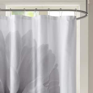 Quinn Grey 72 in. Printed Floral Cotton Shower Curtain