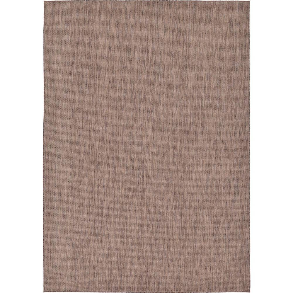 Unique Loom Outdoor Solid Light Brown 8' 0 x 11' 4 Area Rug 3128946