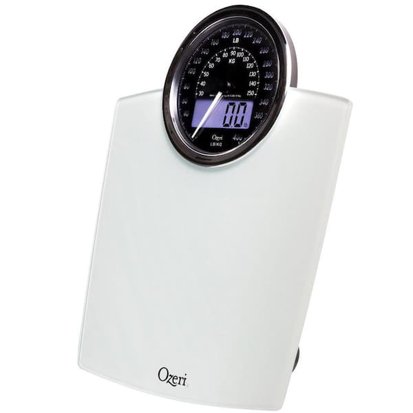Ozeri Rev Digital Bathroom Scale with Electro-Mechanical Weight Dial White 