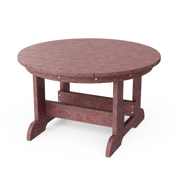 Wildridge Heritage 31.5 in. Cherrywood Round HDPE Plastic Outdoor Conversation Table