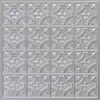 Scarlette Silver 2 ft. x 2 ft. PVC Glue Up or Lay In Ceiling Tile (100 sq. ft./case)