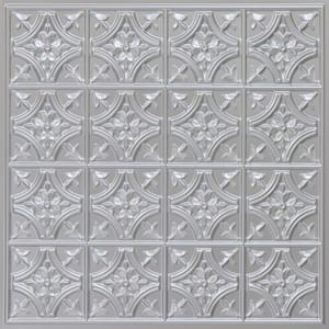 Scarlette Silver 2 ft. x 2 ft. PVC Glue Up or Lay In Ceiling Tile (100 sq. ft./case)