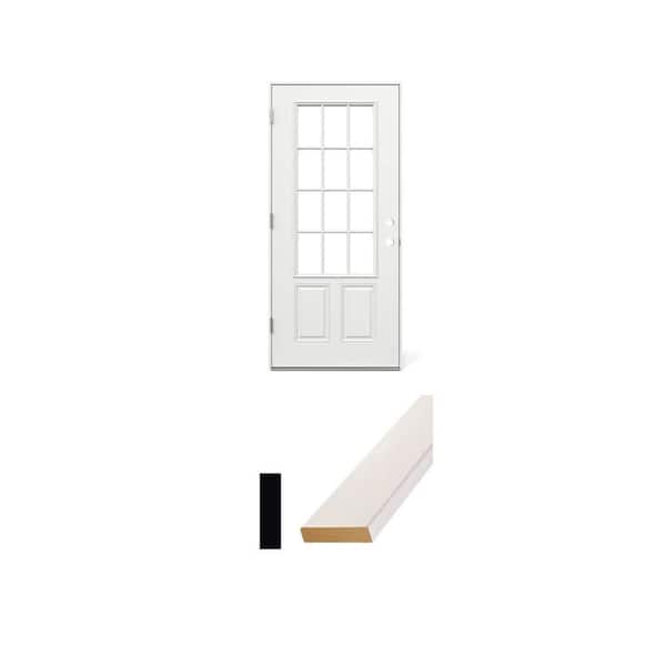 36 in. x 80 in. Steel Outswing Door and 5/8 in. x 3-1/2 in. x 84-5/8 in. MDF Casing (3-Piece) Bundle