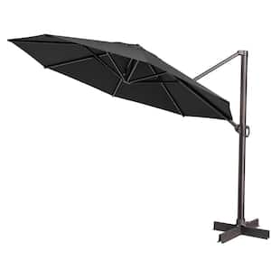 11 ft. x 11 ft. Outdoor Round Heavy-Duty 360-Degree Rotation Cantilever Patio Umbrella in Black