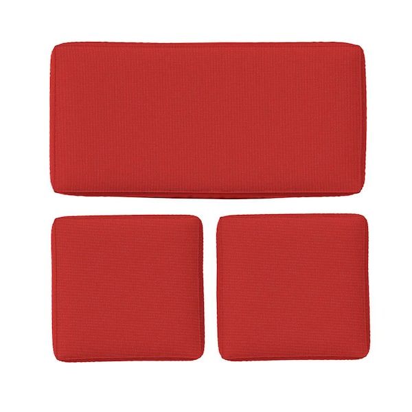 36 in. x 18 in. (3-Piece) Outdoor Patio Replacement Seat Cushions Fit for Loveseat Lounge Chair Furniture Red