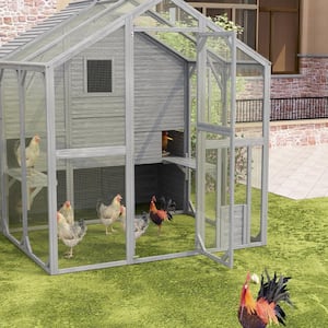 74.1 in.H x 66.5 in.W x 72.6 in.D Chicken Coop Fir Wood, Super Large Wooden Chicken House Poultry Cage for Chickens