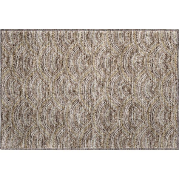 Mayfield Premium Machine Washable Abstract AMF984 Brown 1 ft. 8 in. x 2 ft. 6 in. Area Rug