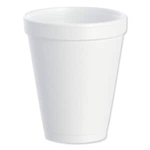 10 oz. White Disposable Foam Cups, 25/Bag, 40 Bags/Carton