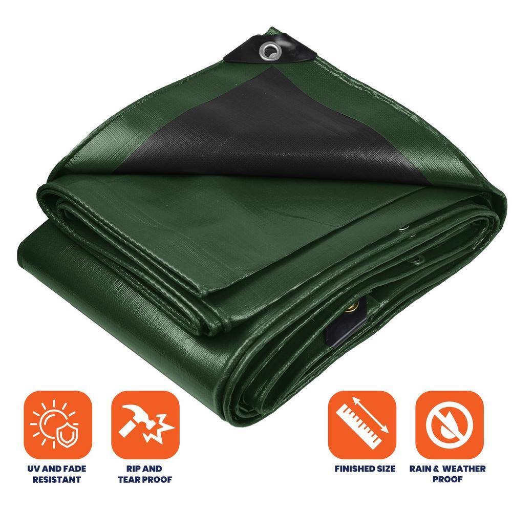 6 ft x 8 ft Green/Black Heavy Duty Polyethylene Tarp