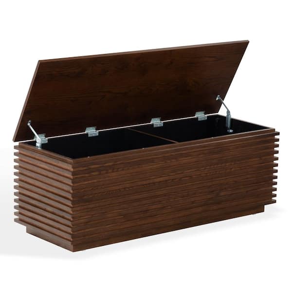 SAFAVIEH Zuzu 50 in. W Walnut Entryway Bench with Storage SFV4258A