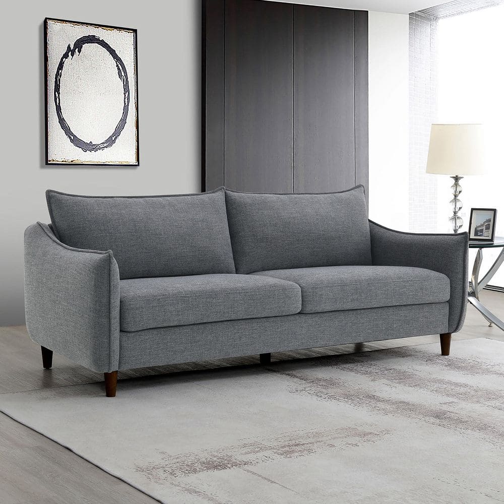 Boulder 85 in. Slope Arms Chenille Upholstered Rectangular Sofa in Gray with Removable Back Pillows price history on PriceWatchPro
