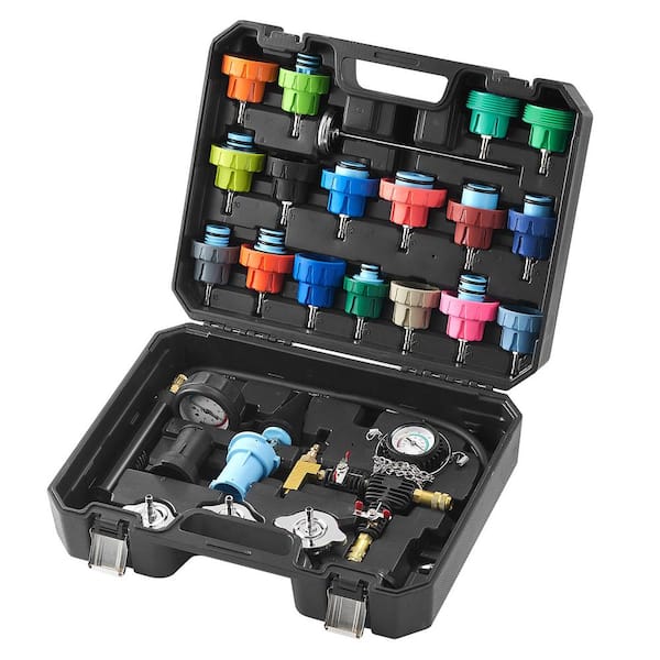 28-Piece Universal Radiator Pressure Tester Kit, Coolant Pressure Tester Kit with Manual Pump and Color-coded Test Caps