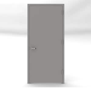 32 in. x 80 in. Gray Flush Left-Hand Fire Proof Steel Prehung Commercial Entrance Door with Welded Frame