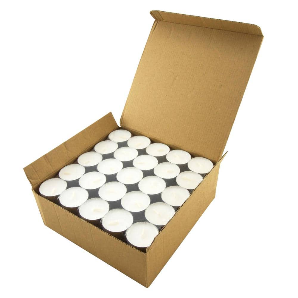 White Palm Wax Tealight Candles with Aluminum Tins, 100-Pack