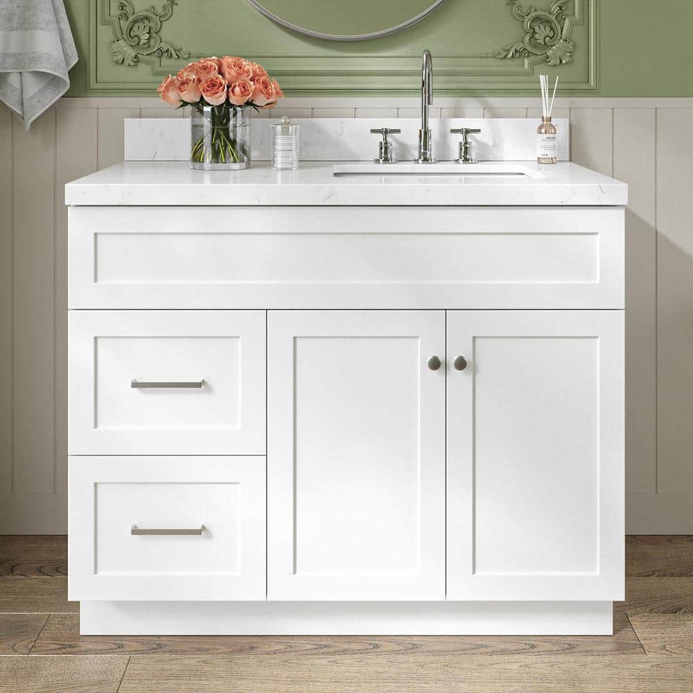 Hamlet 42 in. Single Sink Freestanding Bathroom Vanity in White with Carrara White Quartz Top price history on PriceWatchPro