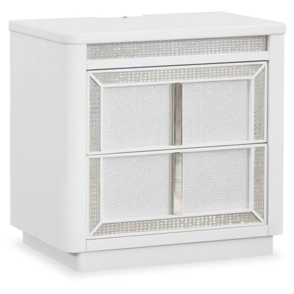Signature DESIGN BY ASHLEY Chalanna White 2 Drawer 27.63 in. W Nightstand