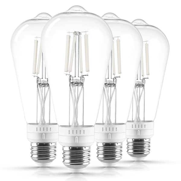 60-Watt Equivalent ST19 LED Light Bulb 5CCT 2700K-5000K 4.5-Watt 500 Lumens White Filament Dimmable E26 UL Listed 4-Pack