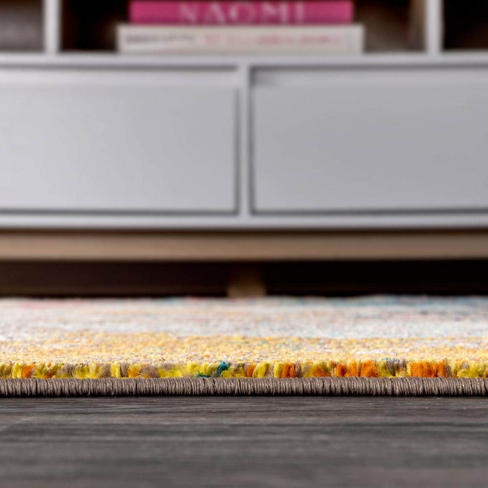 Yellow and Multicolor Abstract Synthetic Flat Woven Area Rug