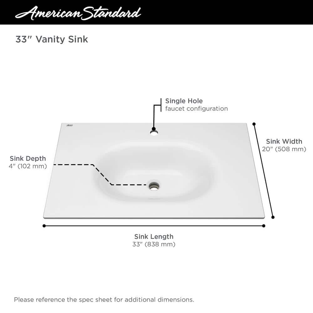 Studio S 33-Inch White Ceramic Rectangular Drop-In Bathroom Sink