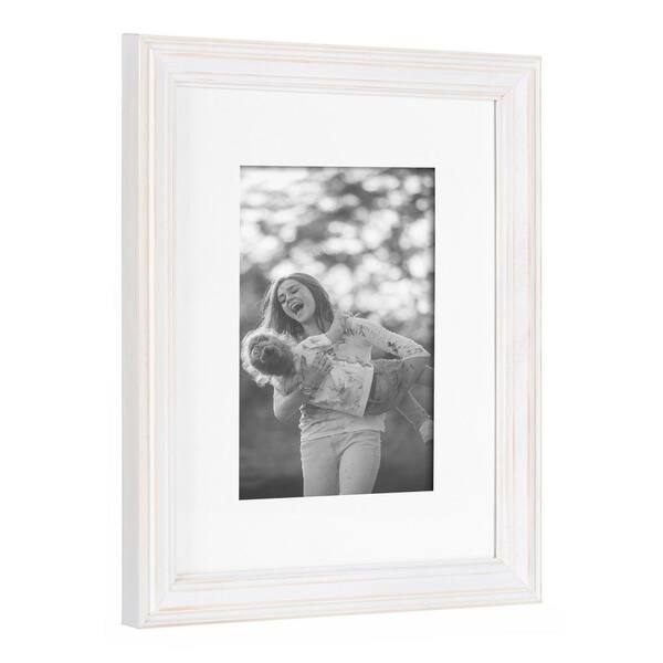 Kate and Laurel Calter Modern Wall Picture Frame Set, White 16x20 matted to  8x10, Pack of 3