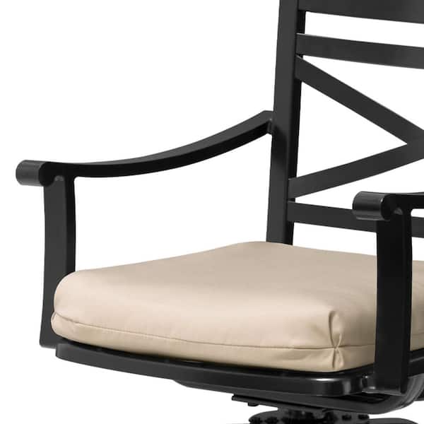 Swivel Cast Aluminum Outdoor Bar Stool with Sunbrella Canvas Antique Beige Cushion (4-Pack)