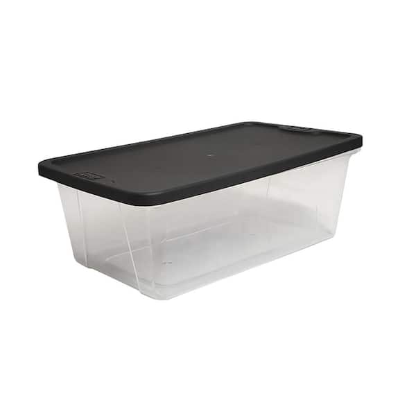 60 Qt. HingeLID Storage Box Plastic, Flat Gray, Set of 6 Storage Bin  Storage Basket