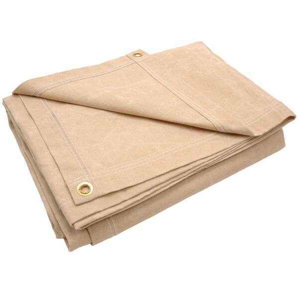 Sigman 5 ft. 8 in. x 7 ft. 8 in. 10 oz. Beige Canvas Tarp-DISCONTINUED