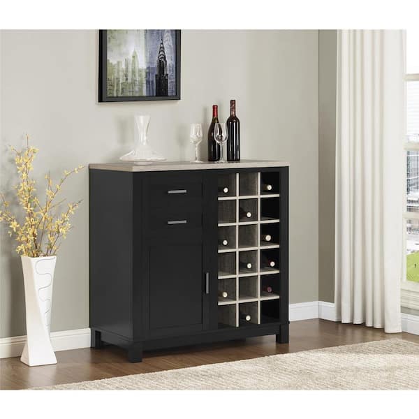 Altra Furniture Carver Black 18-Bottle Bar Cabinet