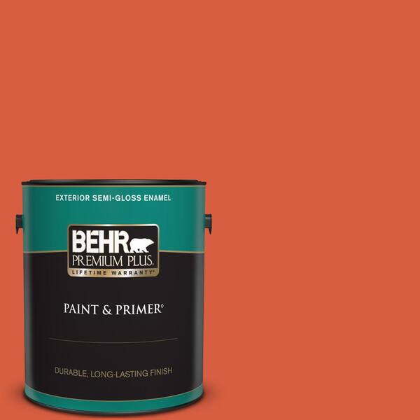 BEHR PREMIUM PLUS 1 gal. #200B-7 Fireglow Semi-Gloss Enamel Exterior Paint & Primer