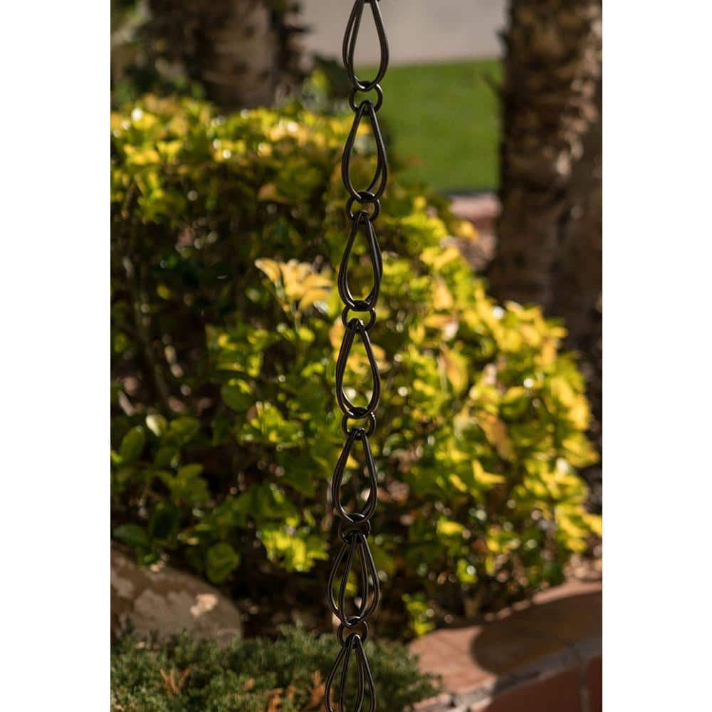 Black Aluminum Teardrop Rain Chain 8.5 Feet