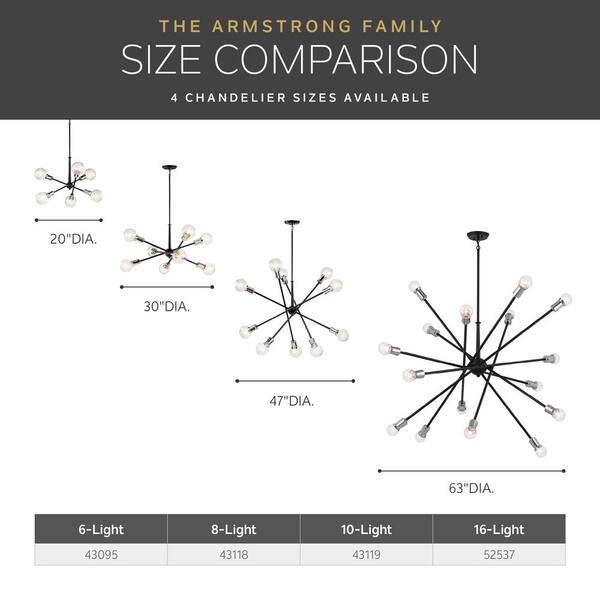 Kichler Armstrong 10-Light Mid-century Chandelier