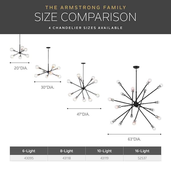 Kichler Armstrong 10-Light White Mid-century Chandelier