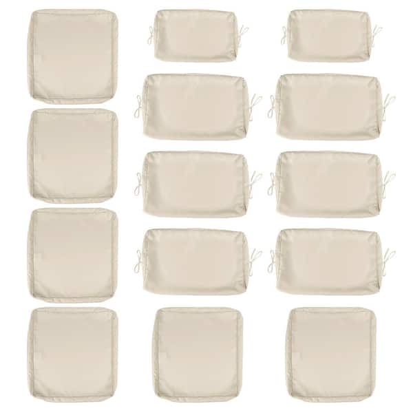 14 Pcs Waterproof Patio Outdoor Cushion Covers Slipcovers, for Outdoor Furniture Protector Replacement, Beige Cover Only
