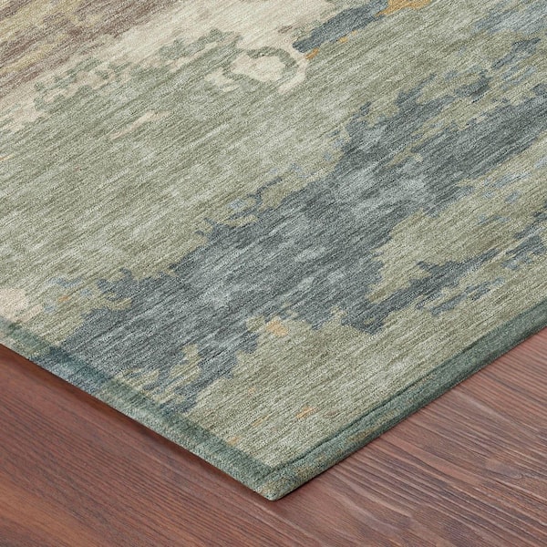 Chantille Machine Washable Indoor/Outdoor Abstract ACN2592 Taupe 8 ft. x 8 ft. Round Rug