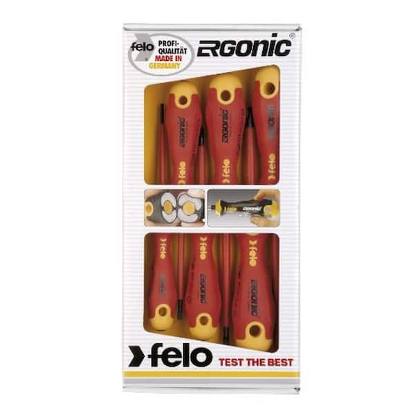 Felo Slotted and Phillips Insulated Ergonic Screwdriver Set (6-Piece)