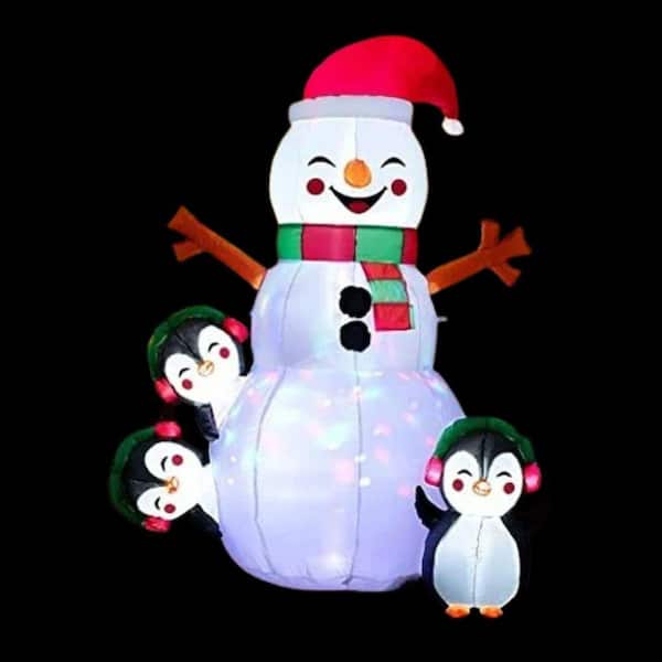 6 ft. Christmas Snowman Inflatable Outdoor Decoration with Build-in LEDs, Snowman Penguin Blow Up Inflatables