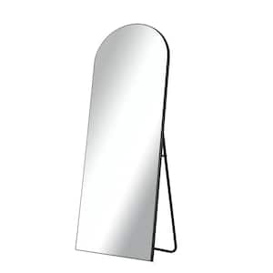 24 in. H x 71 in. W Arch Top Rectangle Black Metal Full Length Mirror