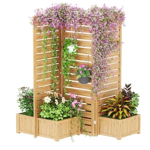 Brown Outdoor Wood Elevated Garden Beds Planter Box for Vegetables, Flowers, Herbs