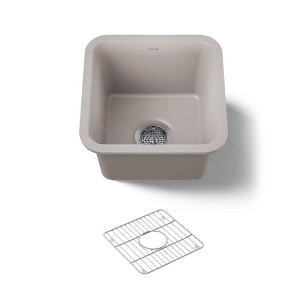 KOHLER Cairn Beige Granite Composite 14 in. Undermount Bar Sink in Matte Taupe