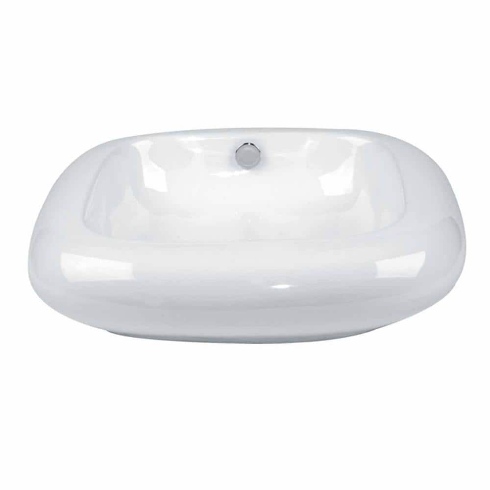 Capri 21" White Ceramic Countertop Vessel Sink with Reno-Gloss Finish