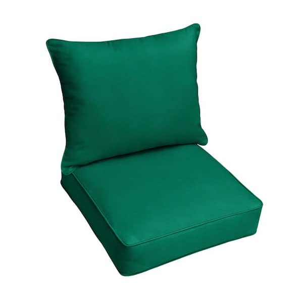 SORRA HOME 22.5 in. x 22.5 in. x 27 in. Deep Seating Outdoor Pillow and Cushion Set in Sunbrella Forest Green